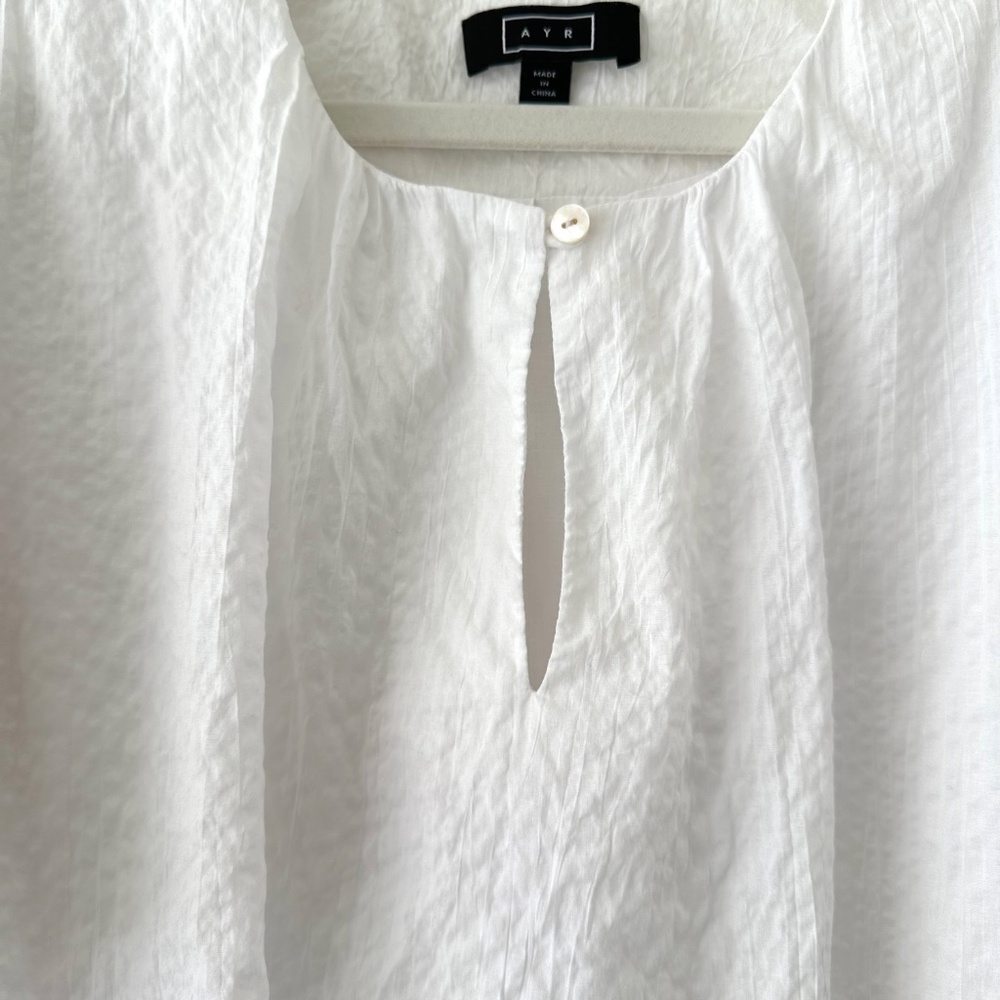 AYR The Puff Puff Sleeve Top Blouse - White Small - Picture 3 of 11